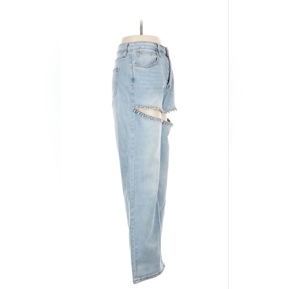 Rhinestone Embellished Cutout Jeans - Picture 4 of 5